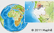 Physical Location Map of Ntem (Bitam), highlighted country, highlighted parent region, within the entire country