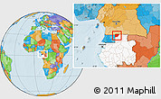 Political Location Map of Ntem (Bitam), highlighted country