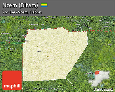 Physical Map of Ntem (Bitam), satellite outside