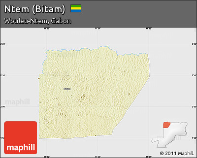 Physical Map of Ntem (Bitam), single color outside