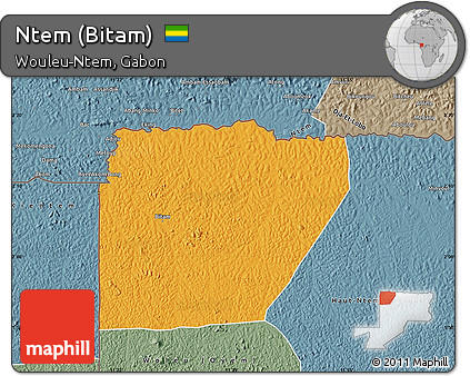 Political Map of Ntem (Bitam), semi-desaturated