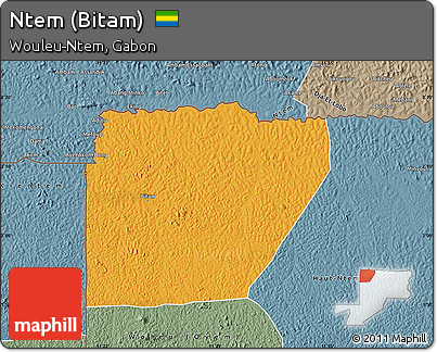 Political Map of Ntem (Bitam), semi-desaturated