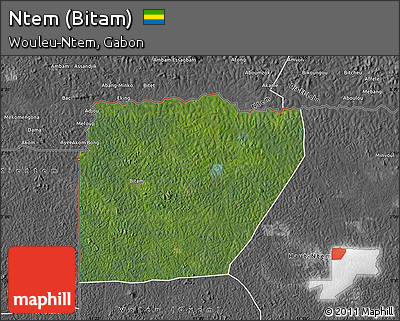 Satellite Map of Ntem (Bitam), desaturated