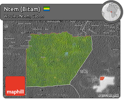 Satellite Map of Ntem (Bitam), desaturated