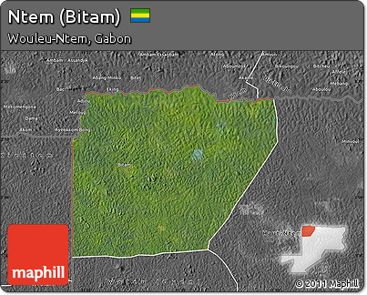 Satellite Map of Ntem (Bitam), desaturated