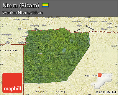 Satellite Map of Ntem (Bitam), physical outside