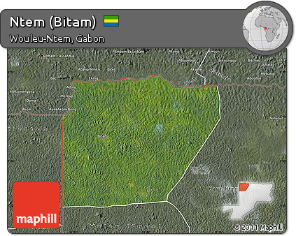 Satellite Map of Ntem (Bitam), semi-desaturated