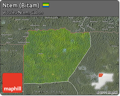 Satellite Map of Ntem (Bitam), semi-desaturated