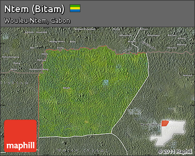 Satellite Map of Ntem (Bitam), semi-desaturated