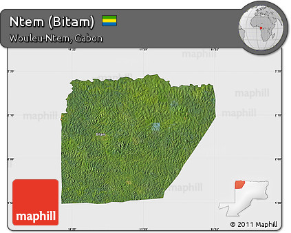 Satellite Map of Ntem (Bitam), single color outside