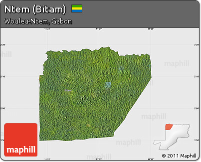 Satellite Map of Ntem (Bitam), single color outside