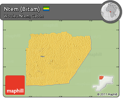 Savanna Style Map of Ntem (Bitam), single color outside