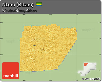 Savanna Style Map of Ntem (Bitam), single color outside
