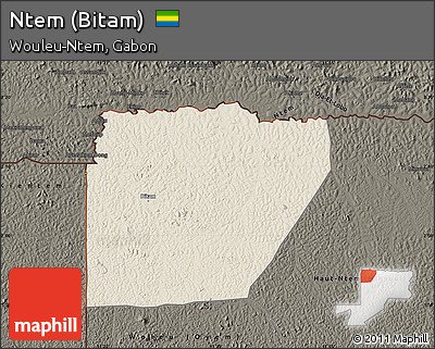 Shaded Relief Map of Ntem (Bitam), darken