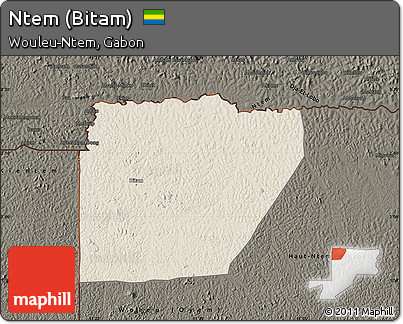 Shaded Relief Map of Ntem (Bitam), darken