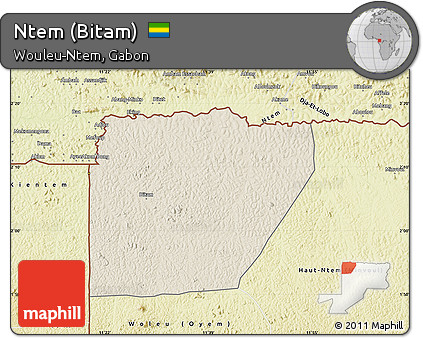 Shaded Relief Map of Ntem (Bitam), physical outside
