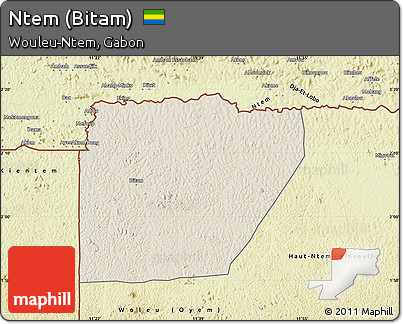 Shaded Relief Map of Ntem (Bitam), physical outside