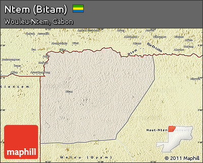 Shaded Relief Map of Ntem (Bitam), physical outside
