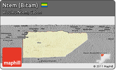 Physical Panoramic Map of Ntem (Bitam), darken, desaturated