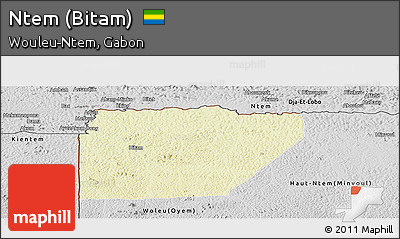 Physical Panoramic Map of Ntem (Bitam), desaturated