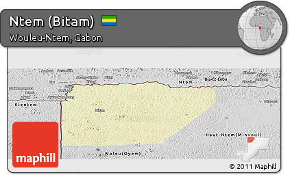 Physical Panoramic Map of Ntem (Bitam), desaturated
