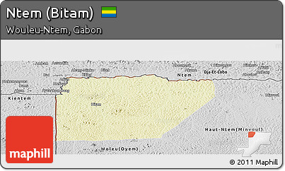Physical Panoramic Map of Ntem (Bitam), desaturated