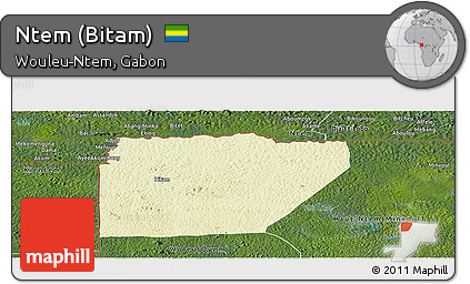 Physical Panoramic Map of Ntem (Bitam), satellite outside