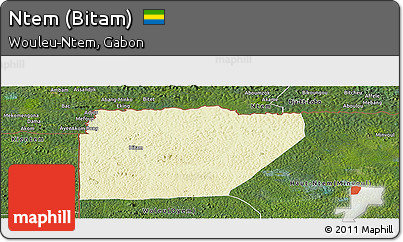 Physical Panoramic Map of Ntem (Bitam), satellite outside
