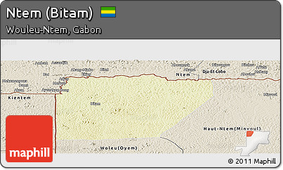 Physical Panoramic Map of Ntem (Bitam), shaded relief outside