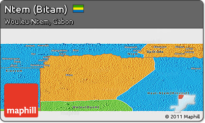 Political Panoramic Map of Ntem (Bitam)