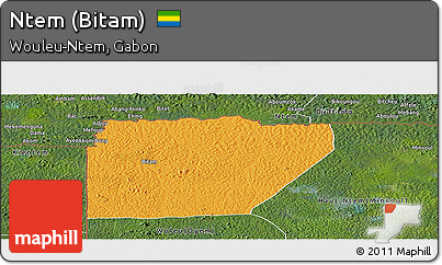 Political Panoramic Map of Ntem (Bitam), satellite outside