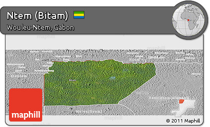 Satellite Panoramic Map of Ntem (Bitam), lighten, desaturated