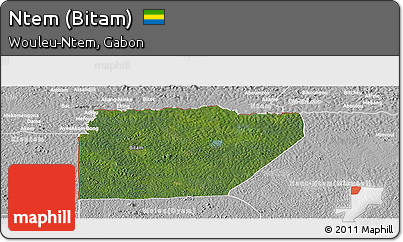 Satellite Panoramic Map of Ntem (Bitam), lighten, desaturated
