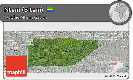 Satellite Panoramic Map of Ntem (Bitam), lighten, semi-desaturated