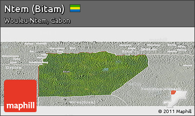 Satellite Panoramic Map of Ntem (Bitam), lighten, semi-desaturated