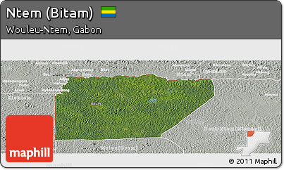 Satellite Panoramic Map of Ntem (Bitam), lighten, semi-desaturated