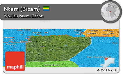 Satellite Panoramic Map of Ntem (Bitam), political outside
