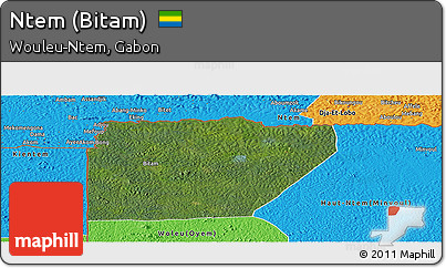 Satellite Panoramic Map of Ntem (Bitam), political outside