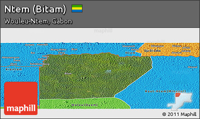 Satellite Panoramic Map of Ntem (Bitam), political outside