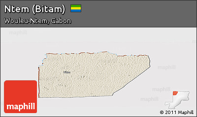 Shaded Relief Panoramic Map of Ntem (Bitam), cropped outside