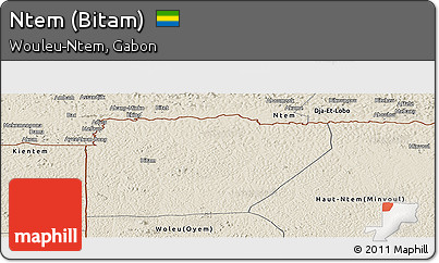 Shaded Relief Panoramic Map of Ntem (Bitam)