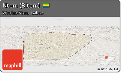 Shaded Relief Panoramic Map of Ntem (Bitam), lighten