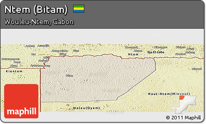 Shaded Relief Panoramic Map of Ntem (Bitam), physical outside