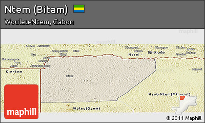 Shaded Relief Panoramic Map of Ntem (Bitam), physical outside