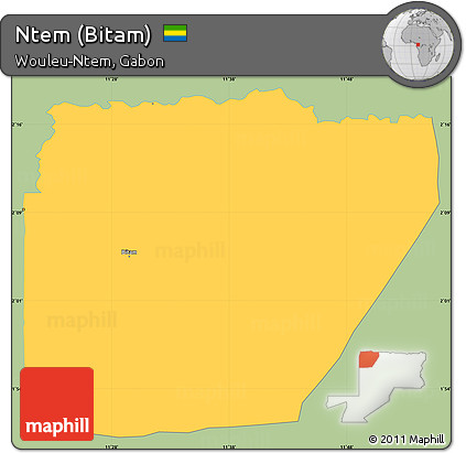 Savanna Style Simple Map of Ntem (Bitam), single color outside