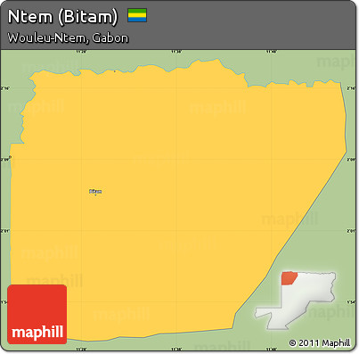 Savanna Style Simple Map of Ntem (Bitam), single color outside