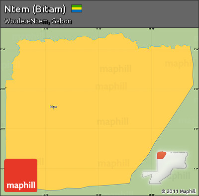 Savanna Style Simple Map of Ntem (Bitam), single color outside