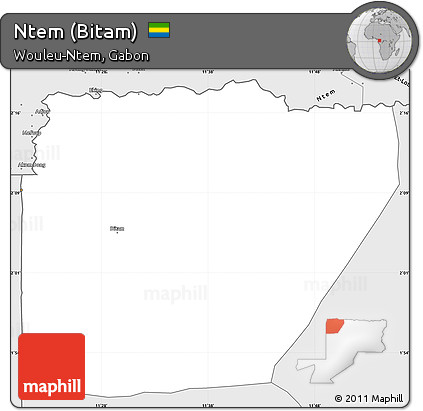Silver Style Simple Map of Ntem (Bitam)