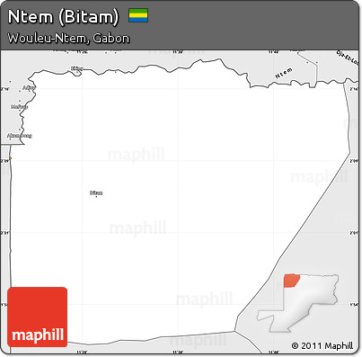 Silver Style Simple Map of Ntem (Bitam)