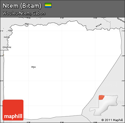 Silver Style Simple Map of Ntem (Bitam)